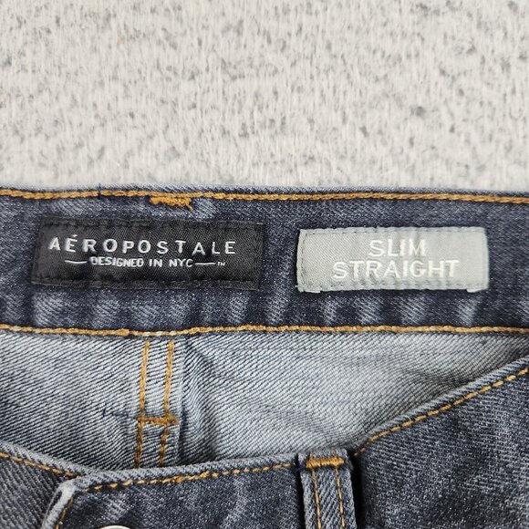 Aeropostale Jeans Slim Straight Men's 31x32 Dark Wash Blue Stretch Modern Denim - Picture 7 of 8
